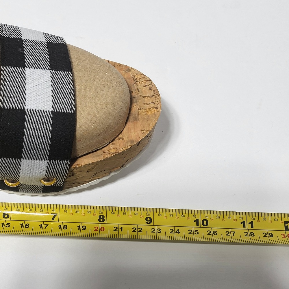 Comfort Est 1946 Womens Buffalo Plaid Cork Wedge Platform Sandals Black White 9 - Picture 7 of 10